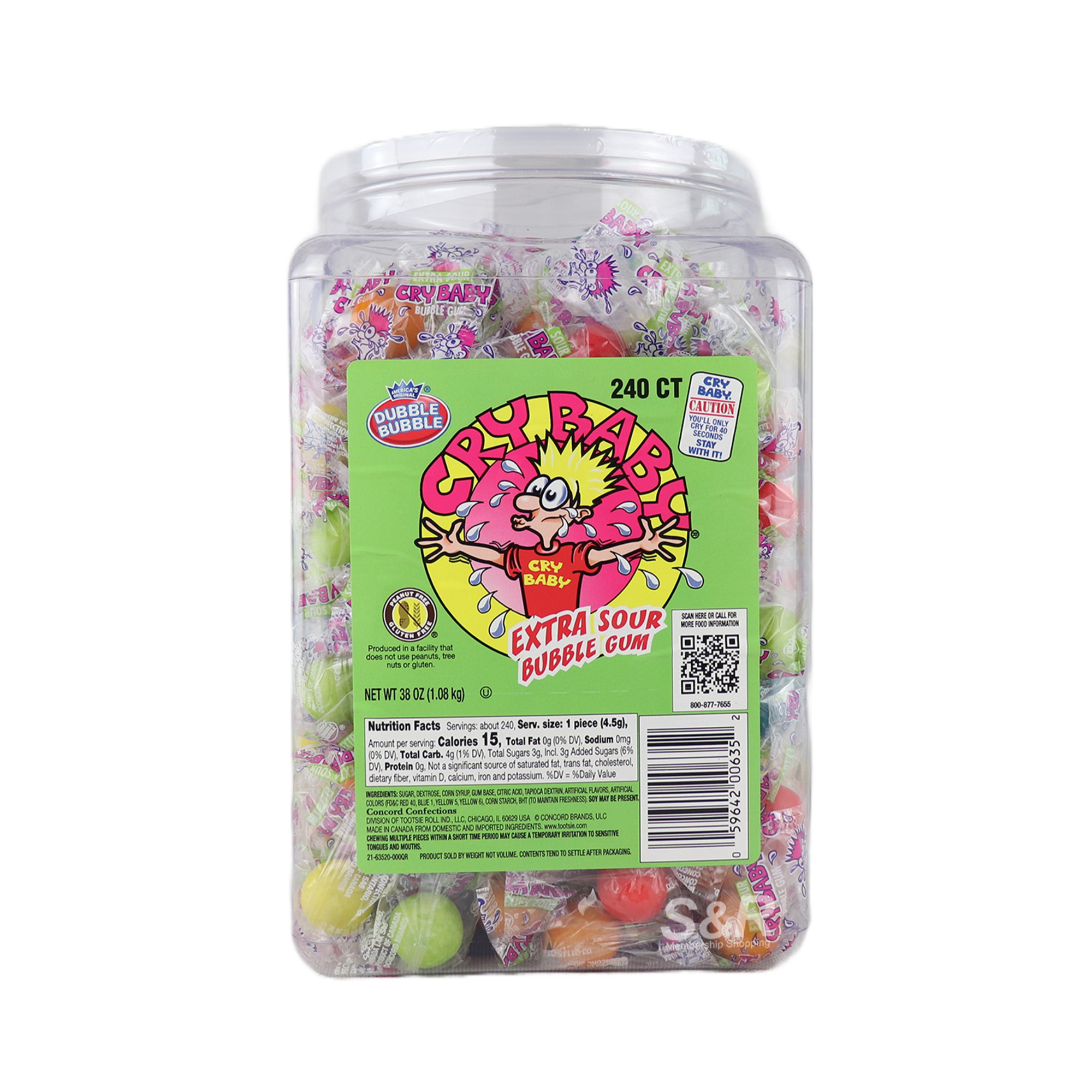 Cry Baby Extra Sour Bubble Gum 240pcs